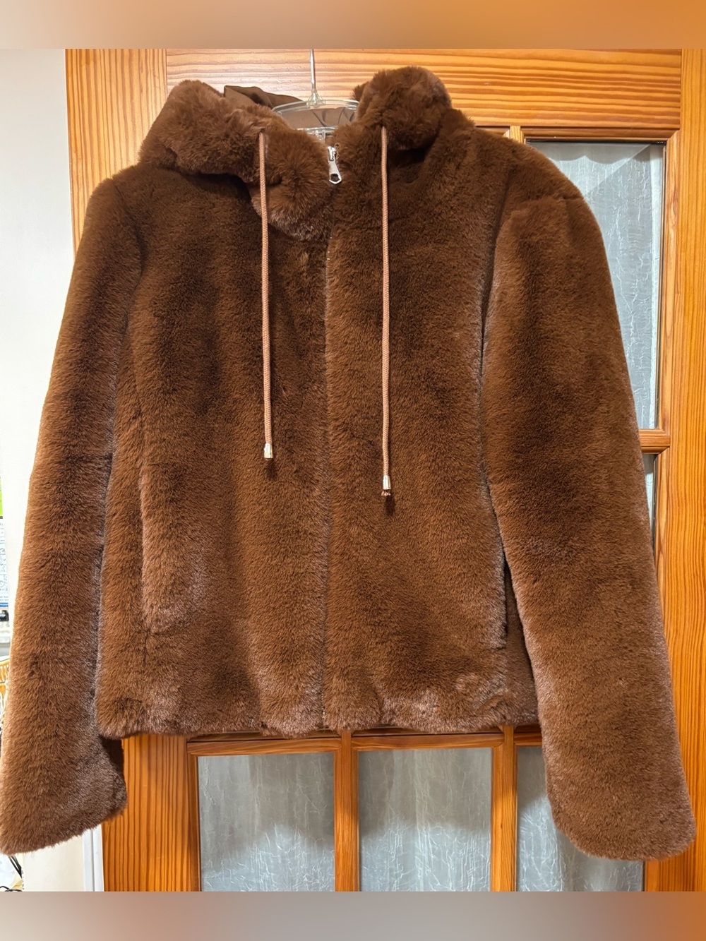 Carolina Belle Chestnut Brown Faux Fur Hooded Coat